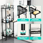 HapiRm Standing Corner Shower Caddy - 3 Tier Corner Shower Organizer with Soap Holder, Rustproof Stainless Steel Bathroom Shelf with 4 Hooks, Black - Image 2