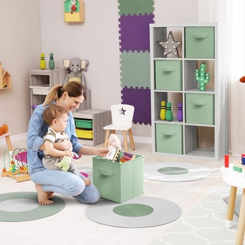 Sorbus Fabric Storage Cubes, 6-Pack Foldable Bins (11 Inch, Sage Green) - Image 4