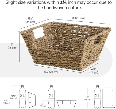 StorageWorks Wicker Storage Baskets for Shelves, Pantry Baskets, Seagrass - Image 2