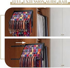 Blulu 13.8'' Sliding Tie Rack for Closet(Right Pull-Out), 60 Tie Pull Out Belt Hanger Wall Mounted Extending Metal Belt Organizer,Black - Image 5
