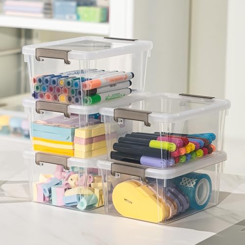 8Packs 1.3Qt Small Storage Bins with Lids,Stackable Clear - Image 4