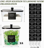 5 Pack Laundry Pods Container, Clear Laundry Room Organization Containers,Large Detergent Powder Storage, Black Wooden Lids & Labels and Scoops for Scent Booster, Powder, Pods - Image 2