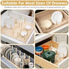 4 Pcs Pegboard Drawer Organizer with 48 Pegs, 20.98x5.91 Inch Wooden Peg Board Kitchen Plate Organizer for Drawer Pegboard Storage Rack with Adjustable Peg for Tableware, Plate, Bowl, Cookware - Image 4
