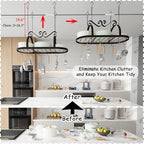 Metal Hanging Pot Rack Ceiling Mount, Vintage Oval Pot and Pan Storage Rack - Image 5