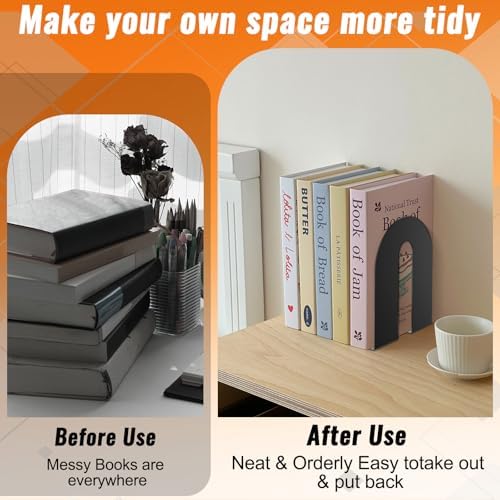 10-Inch Heavy Duty Bookends,Heavy Weighted Bookends for Bookshelf (2 Pairs) - Image 5