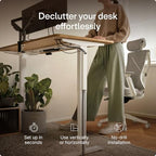 Desktronic Magnetic Cable Management Tray — No Drill Under Desk Cord Organizer, Holds 10 Cables, Reinforced Steel Cable Holder for Home Office, Gaming Setup & Sit-Stand Desks - Image 2