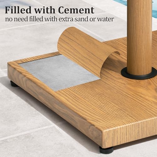45lbs Patio Umbrella Base, Heavy Duty Stand Outdoor, Teak - Image 5