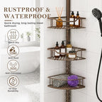 Corner Shower Caddy Tension Pole, Bathroom Organizer for Renters - Image 2