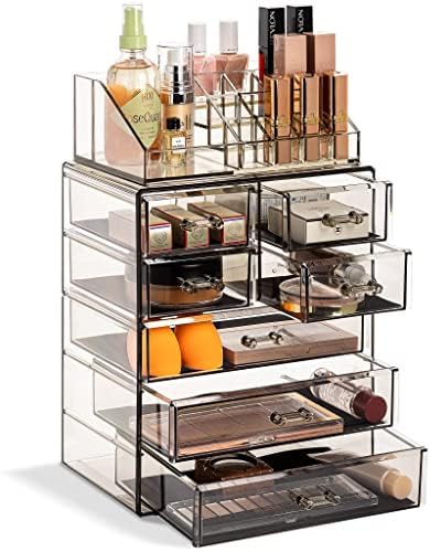 Sorbus Makeup Organizer, 7-Drawer Acrylic 2-Piece Set (Black Jewel) by Sorbus