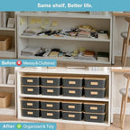 Bagnizer 4 Pack Plastic Storage Bins with Bamboo Lids, 6.2qt Stackable Storage Organizer Box with Lable for Pantry Shelves Drawers Desktop Office, 12"L x 8.3"W x 3.5"H, Gray - Image 7