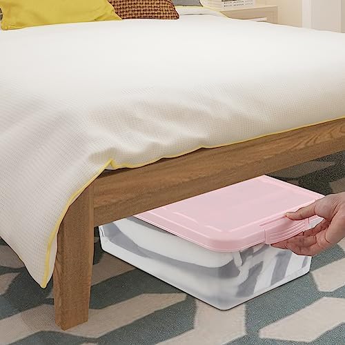 14 Quart Plastic Latching Storage Box, Plastic Underbed Storage Bin with Pink Lids, 2 Packs - Image 5