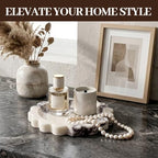 Koville 5.51" Scalloped Calacatta Viola Marble Tray, Round Stone Jewelry Trinket Dish for Ring, Natural Small Marble Tray for Bathroom Kitchen Dresser Countertop, Decorative Candle Tray - Image 5
