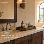 EOSAHR Pine Wood Decorative Tray: Serving Tray for Farmhouse Decor, Brown - Image 4