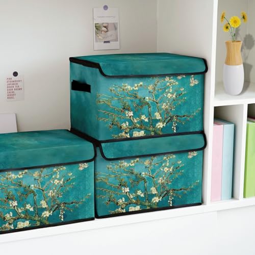 Stackable Storage Bins with Lids,Closet Organizers Fabric Box for Home and Office,Blanket Clothes Organizers,Under Bed Storage Containers 3 Pack - Image 4