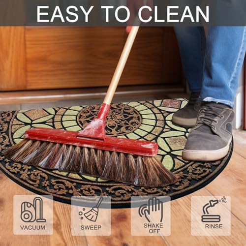 CHICHIC Entrance Door Mat Large 18 x 30 Inch Entry Way Doormat Front Door Rugs Outdoors Heavy Duty Welcome Mat Non Slip Rubber Back Low Profile for Garage, Patio, High Traffic Area, Semicircle - Image 5