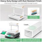 Kitstorack Under Sink Organizer, 2 Tier Under the Sink Storage, Slide out Pull out Cabinet Organizer Shelf, Metal Sliding Drawer for Kitchen Bathroom Pantry Closet Organization Rack, White, 2 Pack - Image 5