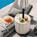 Umbrella Side Table with Hole, Weighted Umbrella Base, Beige by Outdoorchairs