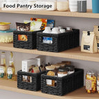 Vagusicc Wicker Storage Basket, Set of 2 Hand Woven Wicker Baskets for Organizing with Handles, Decorative Small Storage Bins for Countertop Toilet Paper Basket for Toilet Tank Top, Shelves, Black - Image 5
