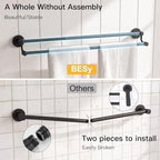 BESy Double Towel Bar Towel Rack for Bathroom Bath Wall Mounted Matte Black - Image 4