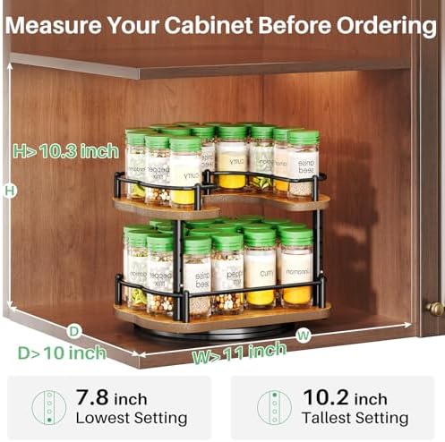 SNTD Spice Organization for Cabinet, Lazy Susan Spice Rack, 10 in - Image 2