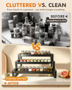 Spice Rack Organizer for Cabinet Expandable Metal 3 Tier Spice Rack Black - Image 3