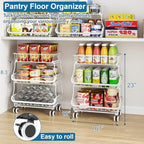 OKZEST 3-Tier Rolling Pantry Floor Organizers and Storage Cart with Wheels - Image 2
