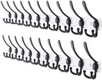 Dseap Coat Rack Wall Mount - 38” Long 10-Tri-Hooks Heavy Duty Coat Hanger Rail Wall Hooks for Hanging Coats Hats Clothing Clothes Purse Mudroom Entryway, White/Black, Pack of 2 by Dseap