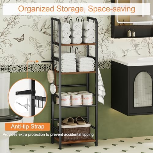 Snughome Towel Rack Free Standing 4-Tier M-Shaped Detachable Dividers, Metal Towel Storage Shelf for Bathroom, Pool Towel Rack Holder, Space-Saving Storage Organizer, Modern Bath Towel Storage Holder - Image 5