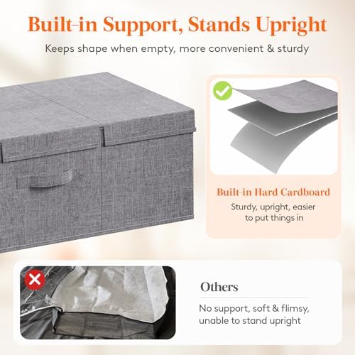 Lifewit 80L Under Bed Storage Containers, 9.8 Inch Tall Underbed Clothes Storage Organizer Bin with Sturdy Sidewalls, Bottom, 3 Lids, Deep Storage Drawer for Clothes, Shoes, Blankets, Pillows 2 Pack - Image 4