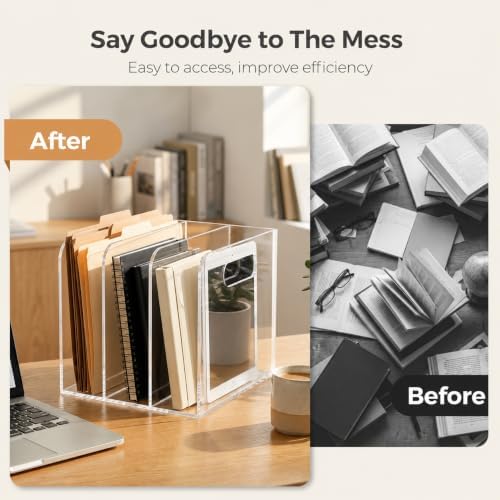 Clear Acrylic Magazine File Holder, 3 Vertical Compartments Acrylic File Organizer, Desk Document Book Holder Rack, Folder Rack Binder for Office/Documents/Classroom, Holds Magazines, Notebooks, Book - Image 6