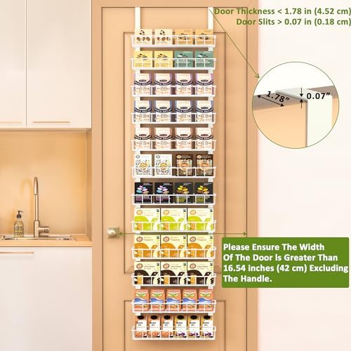 Churboro 12 Tier Over Door Pantry Organizer, 2-in-1 Adjustable Spice Rack - Image 3