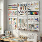 Peg Board, 112pcs Metal PegBoard Organizer with Accessories, 6 Pack 16'' x 12'' White Pegboard Panels with Hooks, Wall Organizer for Craft Room,Sewing Room,Office,Garage,Kitchen - Image 2