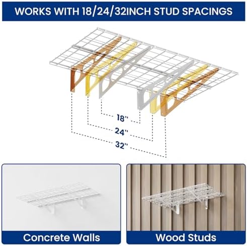 FLEXIMOUNTS 2-Pack 2x4ft Garage Shelving with Hooks, 600lbs Load, White - Image 4