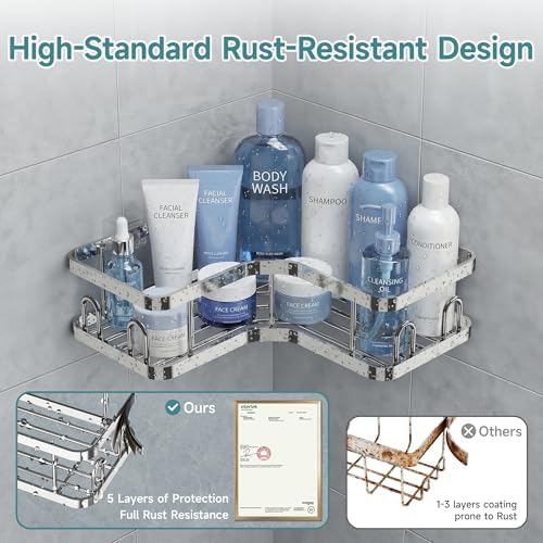 Veken Large Capacity Corner Shower Caddy 6-Pack, Advanced Rustproof Design - Image 3
