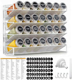 UVIAHOMI Spice Rack Organizer for Cabinet with 28 Spice Jars, 386 Spice Labels, Magnetic Spice Rack for Refrigerator, Seasoning Organizer for Countertop, Kitchen, Pantry — 13.2" W x 9.8" H, White by UVIAHOMIHOMEORGANIZER