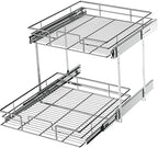 LOVMOR 2 Tier Individual Pull Out Cabinet Organizer 22½" W x 21½" D, Slide Out Kitchen Cabinet Storage Sliding Shelves by LOVMOR