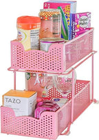 Simple Houseware 2 Tier Sliding Cabinet Basket Organizer Drawer, Pink - Image 4