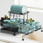 AULEEP 2-Tier Foldable Dish Drying Rack for Kitchen Counter Over the Sink by AULEEP