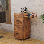 Salon Trolley Cart with Wheels, 3-Drawer Rolling Hair Styling Station, Mobile Beauty Trolley with Hot Tools Holder, Storage for Salon, Barbershop, Spa & Tattoo, Rustic Brown - Image 6