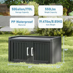 2-Tier Storage Bench, Waterproof UV-Resistant Outdoor Shoe Storage Cabinet with 2 Doors & Adjustable Shelves for Indoor Outdoor Entryway, Hallway, Living Room (Midnight Black) - Image 2