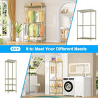 Ulif E10 Clothes Rack（With Stretchable Hanger Rod）Freestanding Clothing Racks for Hanging Clothes，Adjustable Closet Organizer System，Portable Garment Rack 73-97"W x 15" D x 72" H，Max Load 800LBS，Gold - Image 6