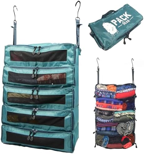 Pack Gear Hanging Suitcase Organizer - Our XL Hanging Luggage Organizer Perfectly Fits Any Suitcase - Our Packing Cubes for Travel Use Mesh Windows to Make Finding Any Outfit Easy (Green, XL) by PackGear