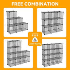 HUBSON Wire Cube Storage Organizer, Book/Toy/Craft/Potted Plants and petCloset Organizers and Storage Shelves, 9-Cube Freely Combinable Metal Grids Storage Shelf,Black Iron - Image 4