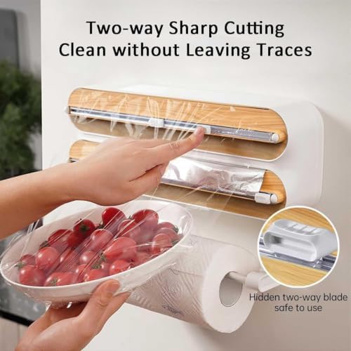 Magnetic Foil and Plastic Wrap Organizer, Magnetic Aluminum Foil Dispenser, Magnetic Wrap and Foil Cutter with Cutter for Wrap, Foi & Parchment. Clean Cuts Every Time. (B) - Image 4