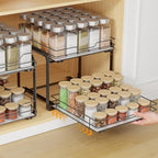 Pull Out Spice Rack Organizer for Cabinet, Height Adjustable Spice Organization for Cabinet, Metal Slide Out Spice Racks Heavy Duty Vertical Spice Rack for Cabinet, 11.5W" X 10.5"D X 9"H, 2 Tier - Image 5