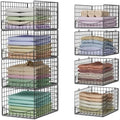 Hongtamoya 4-Tier Stackable Closet Organizers and Storage Shelves, Clothes Storage Basket, Clothes Shelf Organizer Sweater Organizer Bins Container for Wardrobe Kitchen Bathroom Office, Black by Hongtamoya