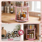 Light Pink 2 Tier Lazy Susan Organizer, 10 in Rotating Spice Rack - Image 3
