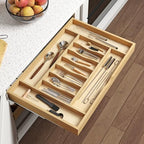 WelFurGeer Premium Wooden Silverware Organizer for Kitchen Drawers, Utensil Tray for Kitchen Drawer, Cutlery Drawer Organizer for Forks, Spoons, Knives - Sturdy Birchwood, Natural Finish - Image 2