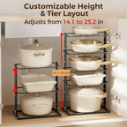 LAMU Pots and Pans Organizer Under Cabinet, 5 -Tier Dual-Pillar Design - Image 4