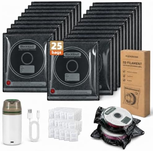 25-Pack 3D Printer Filament Storage Bags Kit with USB Vacuum Pump by Unknown